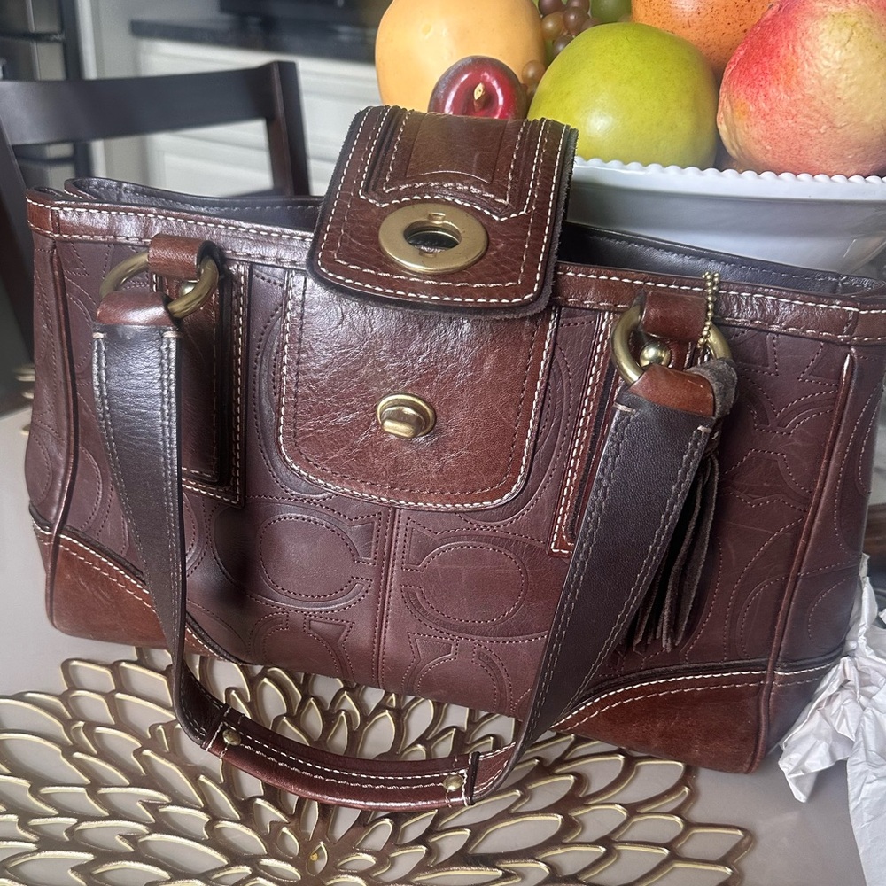 Coach Dark Brown Leather Shoulder Bag